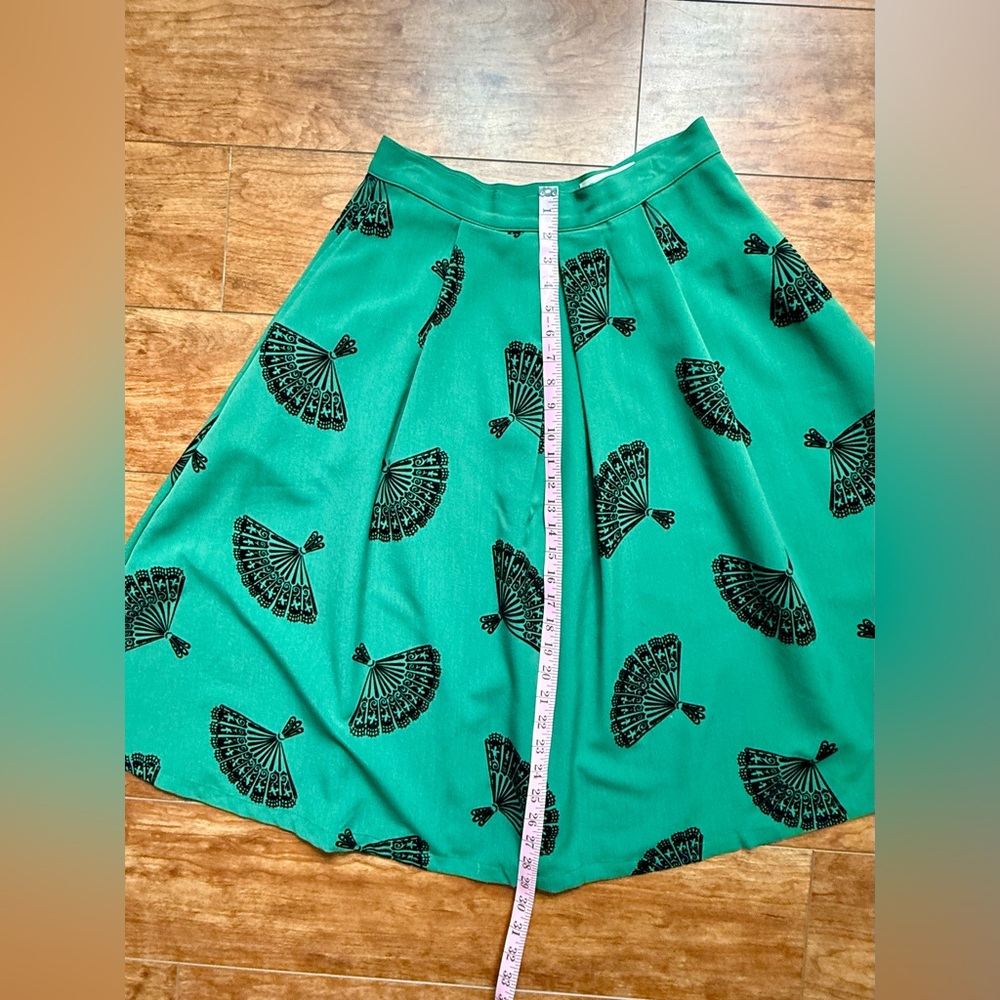 🪭 Bettie Page Emerald Fanny Swing Circle Retro Pinup Skirt - Picture 7 of 10